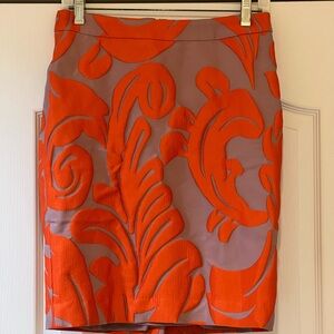 Ann Taylor Vibrant Orange Floral Pencil Skirt